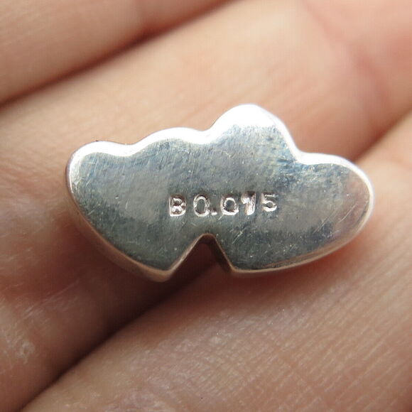 925 Sterling Silver Real Diamond Accent Heart Couple Slide Pendant - Picture 8 of 9